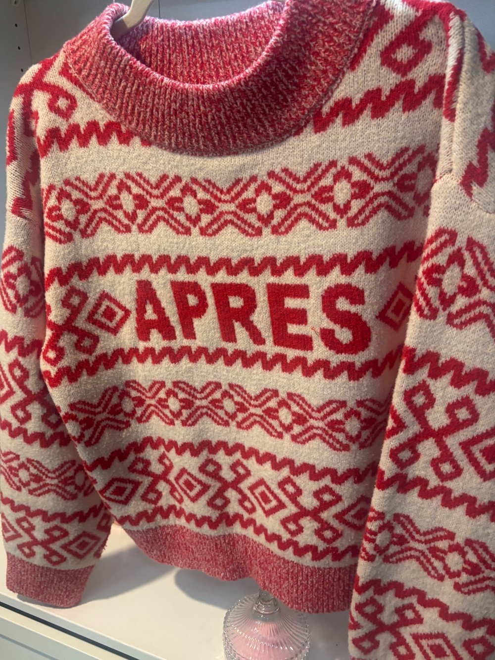 a new day Red and Cream 'APRES' Fair Isle Turtleneck Sweater